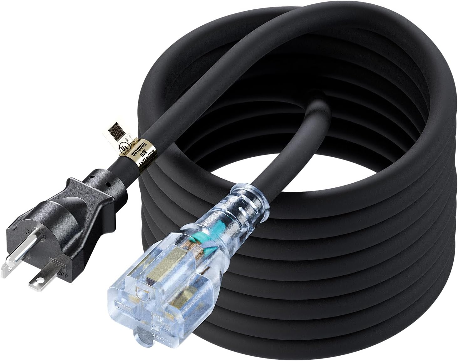 25-Feet (7.65 Meter) Long 20 Amp-250 Volt Nema 6-20P Extension Cord, 12AWG Nema 6-20 Heavy Duty Extension Cable, Nema 6-15/20R T-Blade Cord with Red Indicator Light