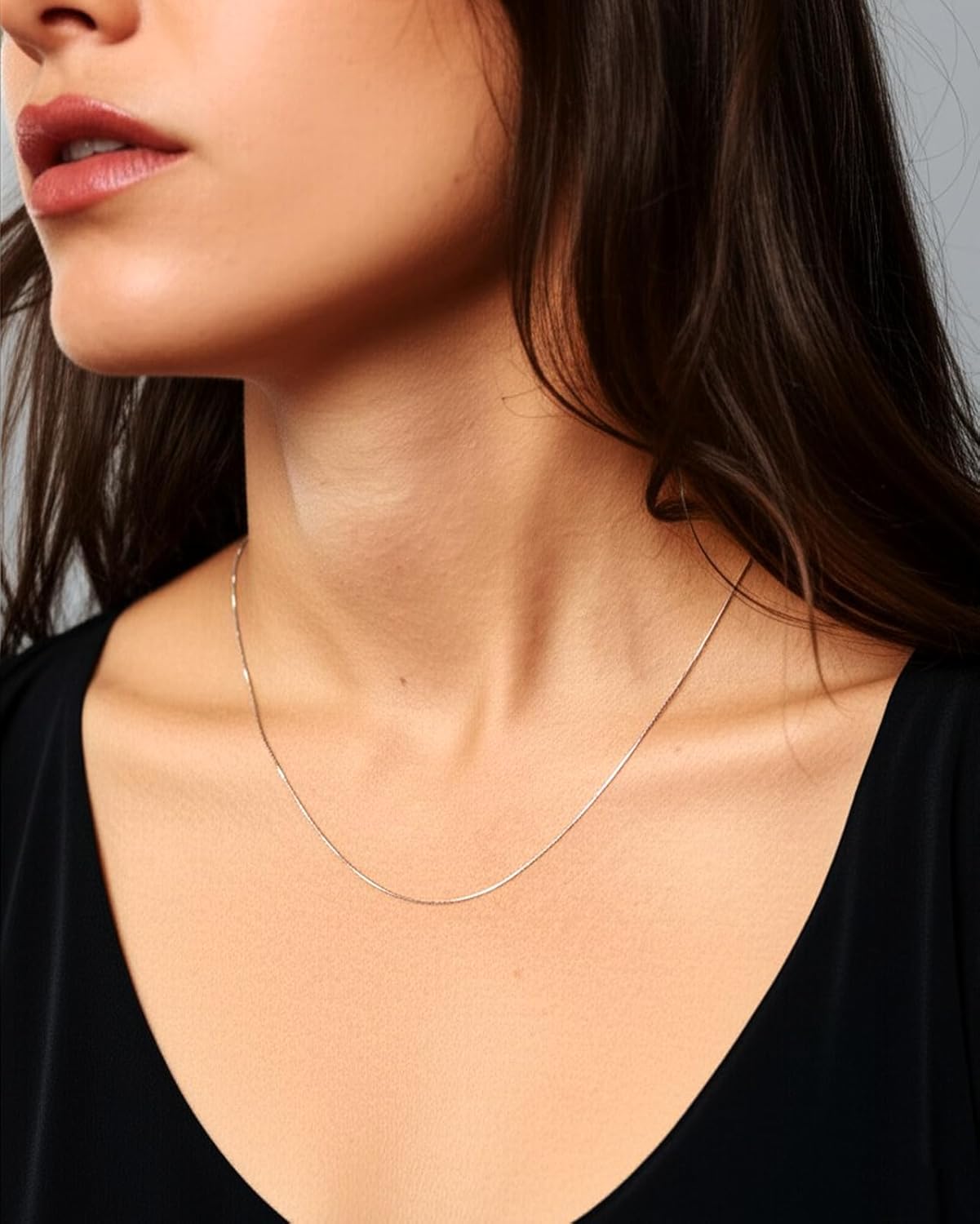 925 Sterling Silver 0.8MM Italian Box Chain - 16" - 24" Thin & Strong Necklace for Women - Image 2