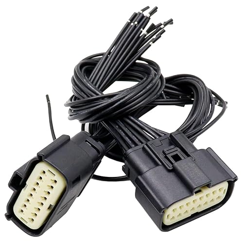 Miniatura 7 de 2 conectores de faros delanteros de 16 cables de 11.8 pulgadas, coleta de 16 pines, compatible con Jeep HID SRT LED 2014-2018 para reparación de