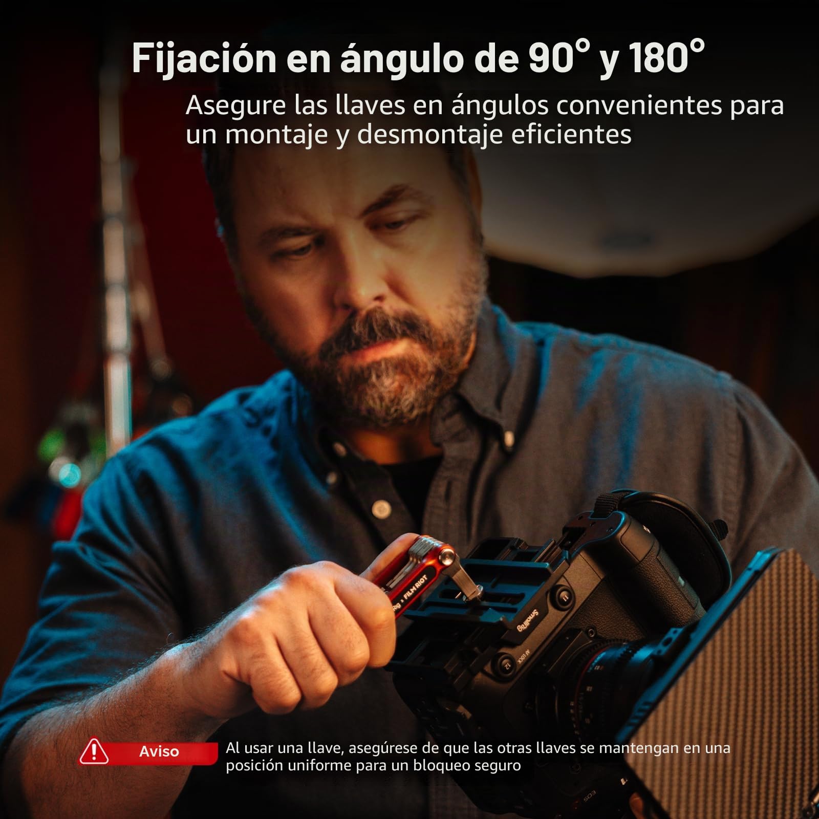 SMALLRIG x FILM RIOT Juego de Herramientas Plegables 7 en 1 con Destornilladores y Llaves Hexagonales, Posicionamiento en Múltiples ángulos, Diseño Portátil y Compacto (Rojo) - 4811