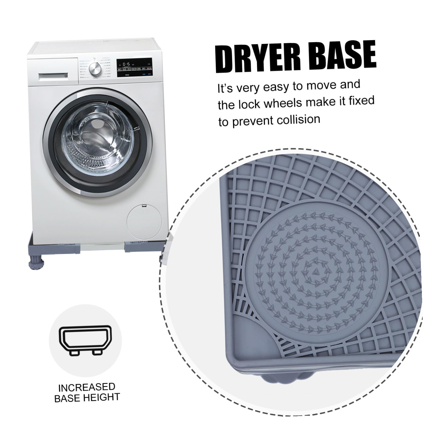 Holibanna Soporte para Lavadora y Refrigerador Base Móvil Ajustable de Plástico, Ruedas Giratorias Bloqueo 360 Grados y 4 Patas Fuertes para Limpieza y Reorganización