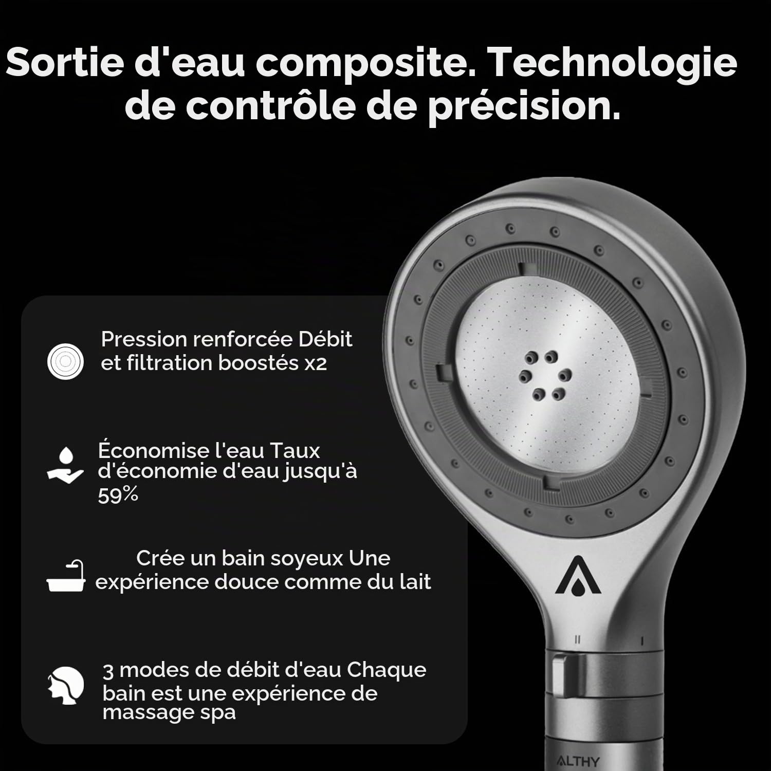 ALTHY Pommeau Douche Filtrant Haute Pression