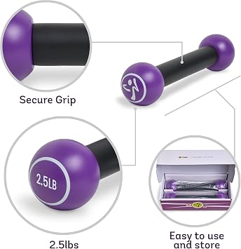 Zumba 2.5 lb Dumbbells Set of 2 - Hand Weights for Women, For Home Fitness Workout Excercise Weights Dumbbells Set, Purple