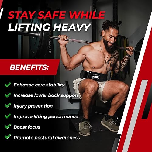 Miniatura 7 de Sonoma - Cinturón de levantamiento de pesas de nailon de 4 pulgadas de ancho, cinturón de levantamiento de pesas de doble bloqueo para hombres y