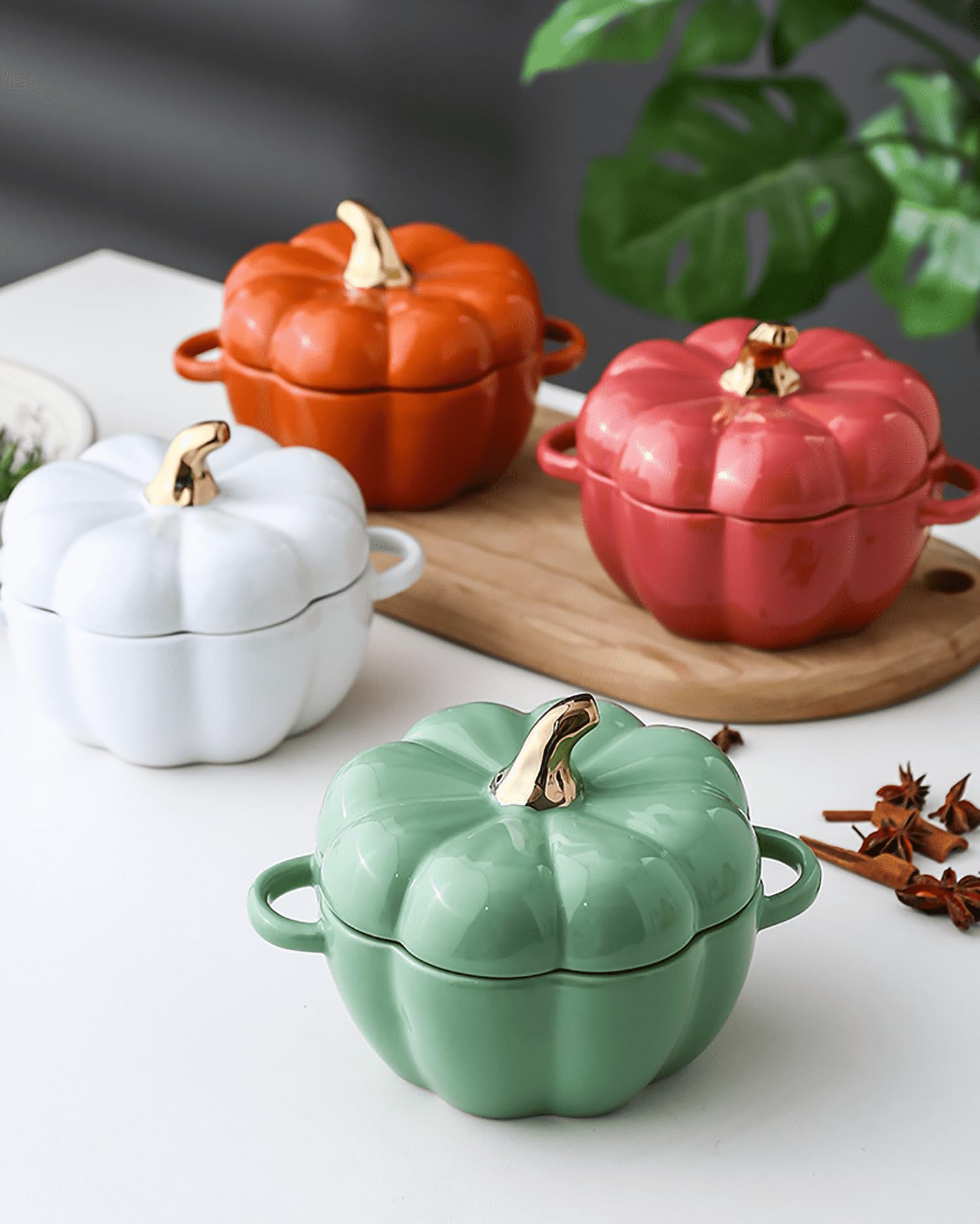 garnek ceramiczny, Śliczna miska dyniowa z pokrywką(Red)