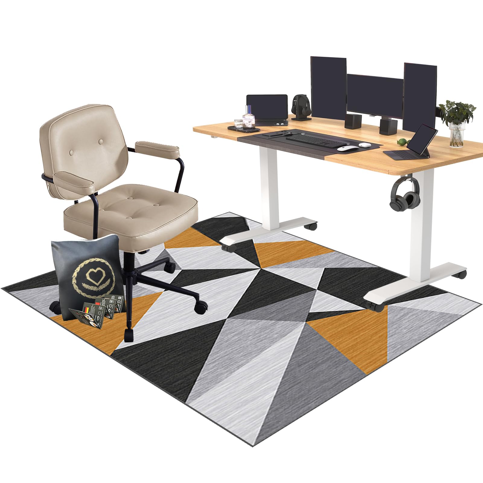 EYKWKB Office Chair Mat for Carpet Floor, Non-slip Carpet Chair Mats, Heavy Duty Computer Chair Mat, Floor Protector for Rolling Chair, 100 x 120 cm Desk Chair Mat for Hardwood Floors Tile Laminat