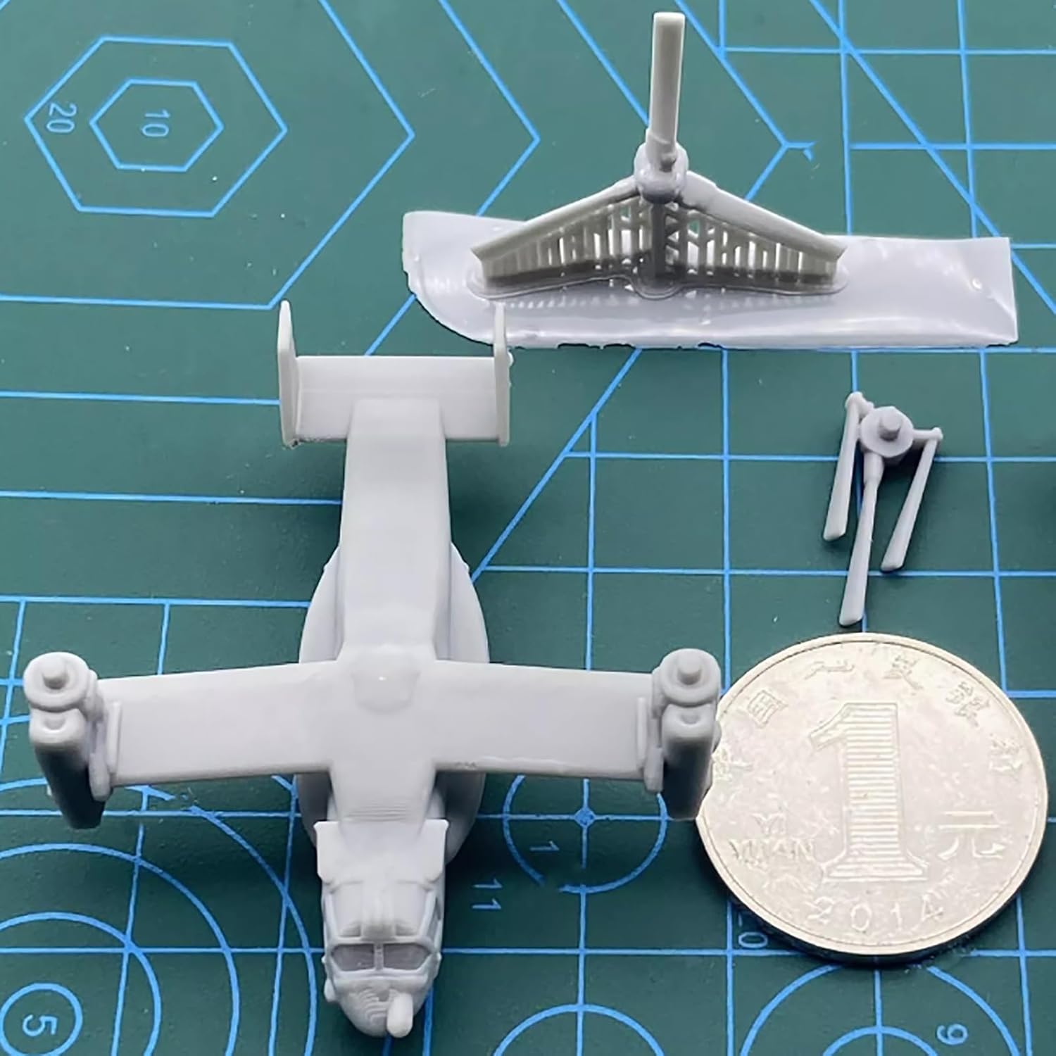 5PCS V-22 Helicopter Military Model 1/2000-1/350 Scale Opening Wing Resin Aircraft DIY Model for Miniature Mould Collection(1/350(50mm))