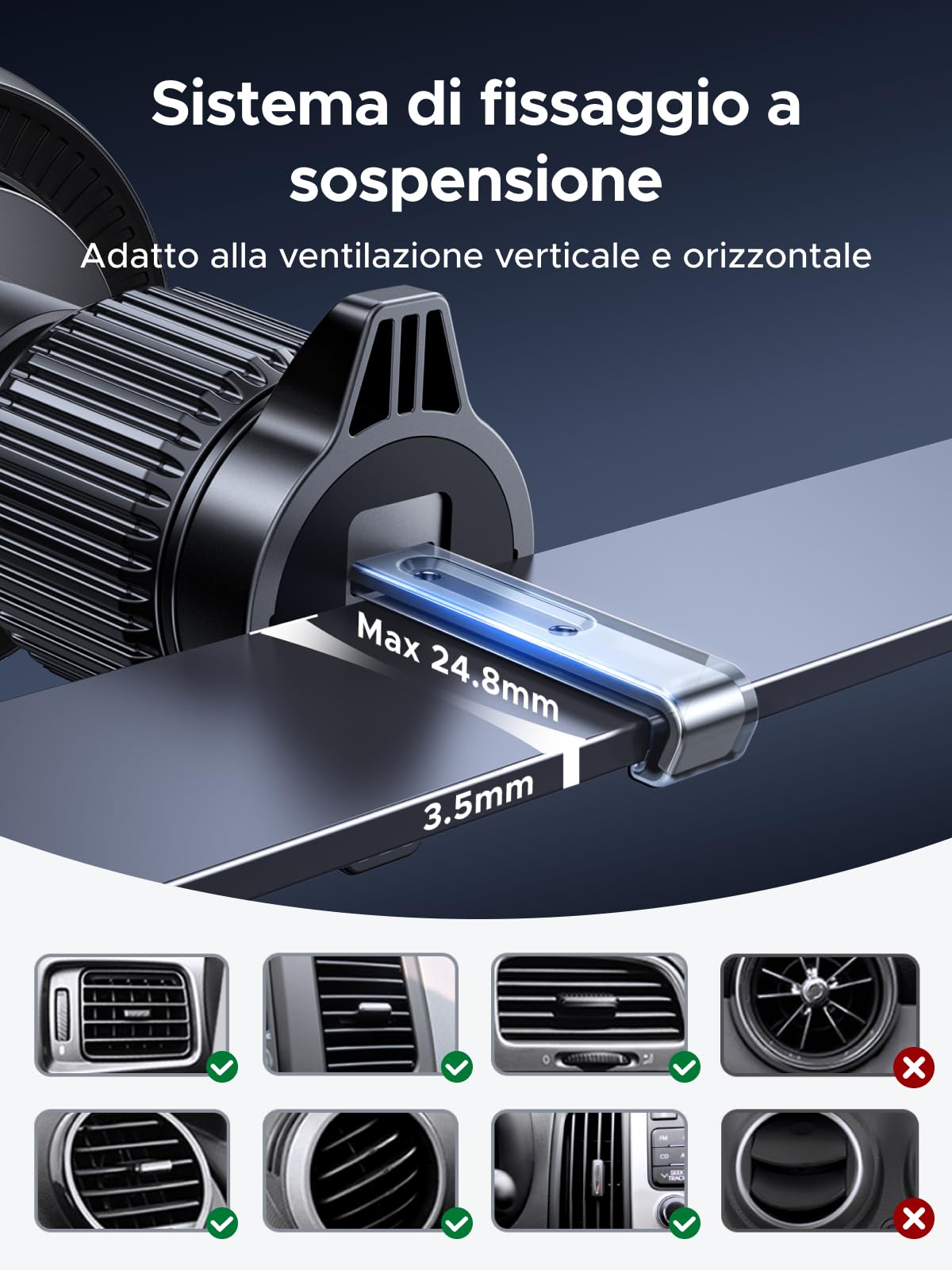 UGREEN MagFlow Pro Qi2 25W MagSafe Wireless Caricabatterie per Auto Compatibile con iPhone 17 16 15 14 13 12 Pro Max Air Plus, Raffreddamento TEC con Ventola Integrata, Montaggio su Bocchetta