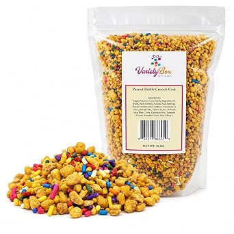 Peanut Brittle Crunch Coat Ice Cream Topping, 1 lb Resealable Bag Rainbow Sprinkle Crunchy Cone Dip, Dessert Topping for Sundaes, Soft Serve, Milkshakes, Waffle Cones, Caramel Apples & Baking