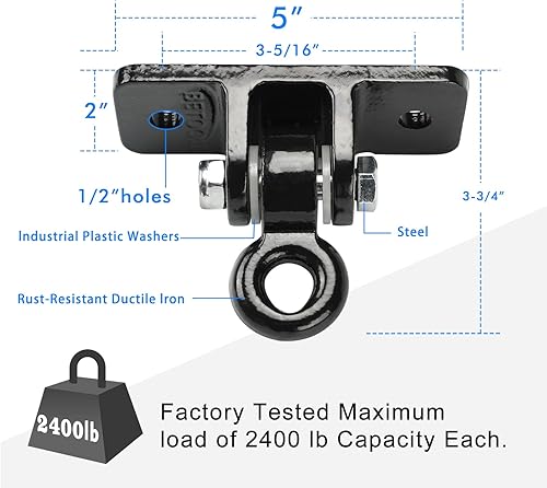 Miniatura 3 de BETOOLL Ganchos de columpio resistentes de capacidad de 2400 libras para juegos de madera, patio de recreo, porche, interiores y exteriores, ganchos