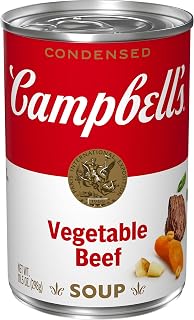Campbell's Condensed Vegetable Beef Soup 10.5 oz - Hearty Carrots, Potatoes, Beef, Barley & Veggies Family Favorite