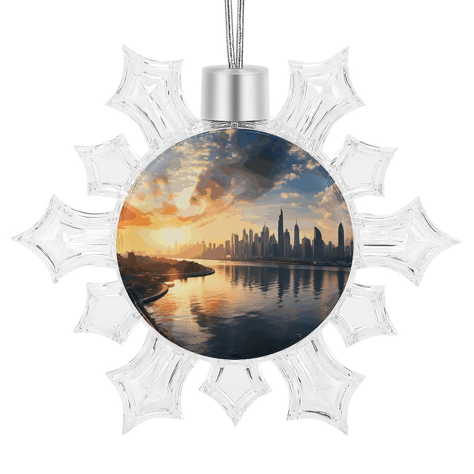 New York in The Sunset Snowflake Ornaments Cute Snowflake Pendant Exquisite Christmas Tree Ornaments for Christmas Weddings New Year Birthday Holiday Celebration