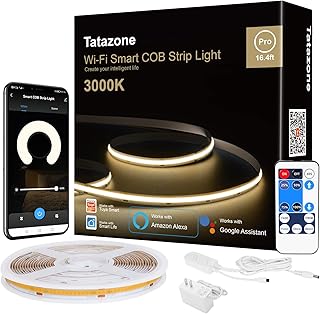 Smart White COB Led Strip Light with App and Remote, 16.4ft 3000K Bright...