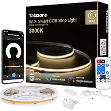 Smart White COB Led Strip Light with App and Remote, 16.4ft 3000K Bright Warm White WiFi COB Light Strip Compatible with Alexa Google, Dimmable Indoor Led Lights for Mirror, Cabinet, Kitchen
