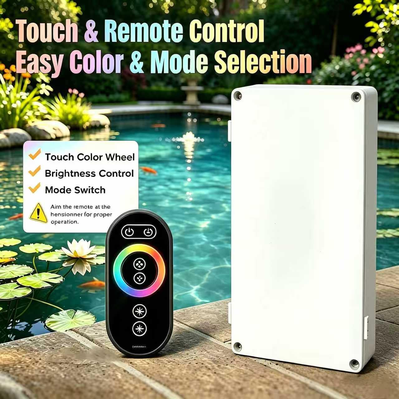 Teichbrunnenbelüfter, Teichbelüfter, mit dynamischer LED-RGB-Beleuchtung, einstellbarer Modi, digitaler Timer, 1 PS 15.000 GPH, 750 W 110 V, 30 m Kabel – für große Teiche, Seen und Wasserspiele im