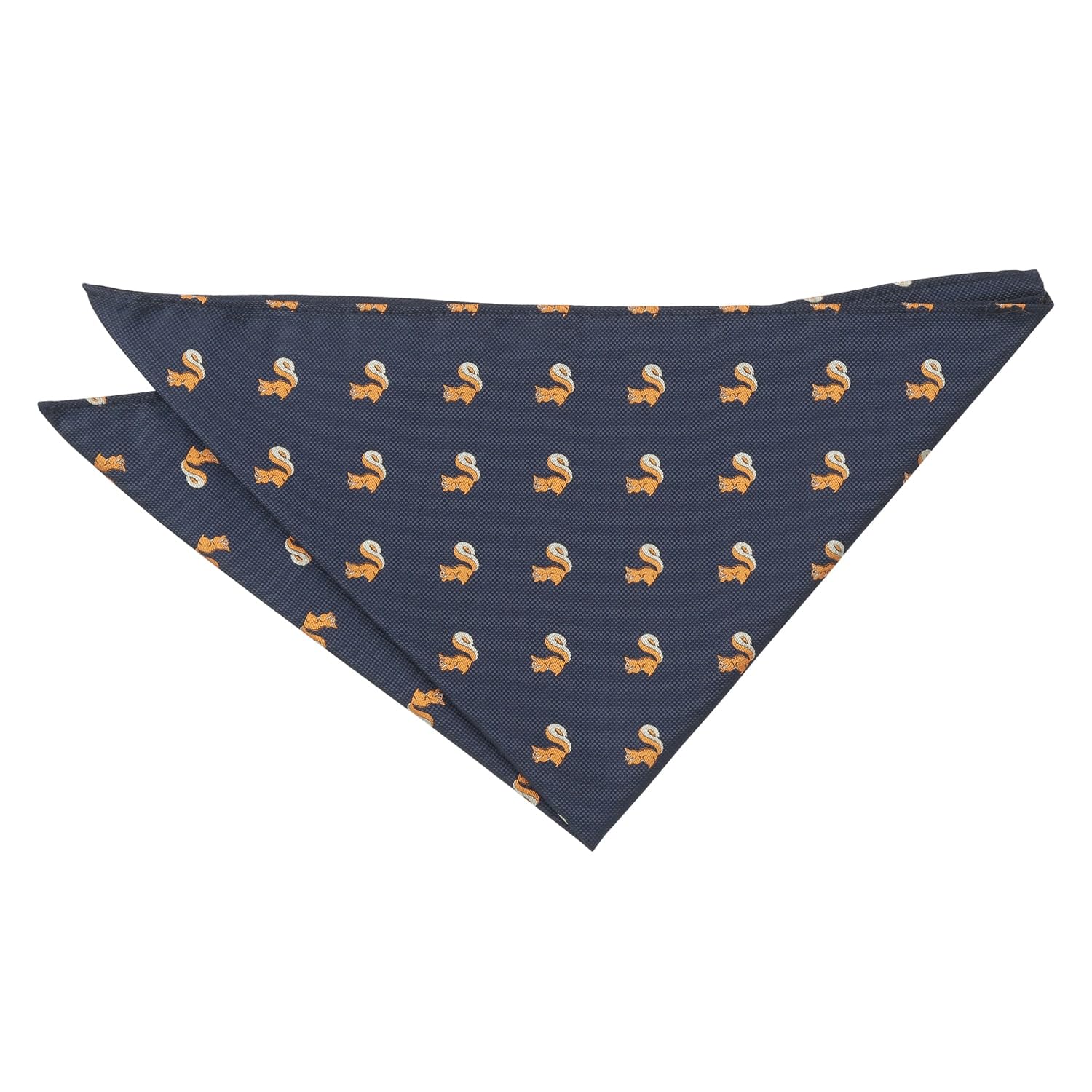 DQT Men's Embroidered Animals Novelty Handkerchief Pocket Square - Navy Blue Red Squirrel