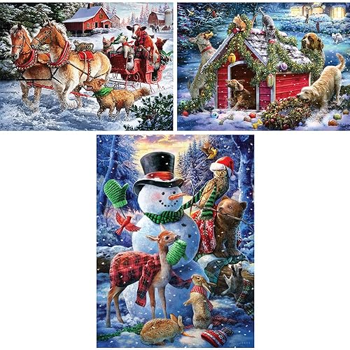 Miniatura 2 de Bits and Pieces - Juego de tres (3) rompecabezas de 1000 piezas para adultos - Cada rompecabezas mide 20 x 27 pulgadas - Rompecabezas de animales