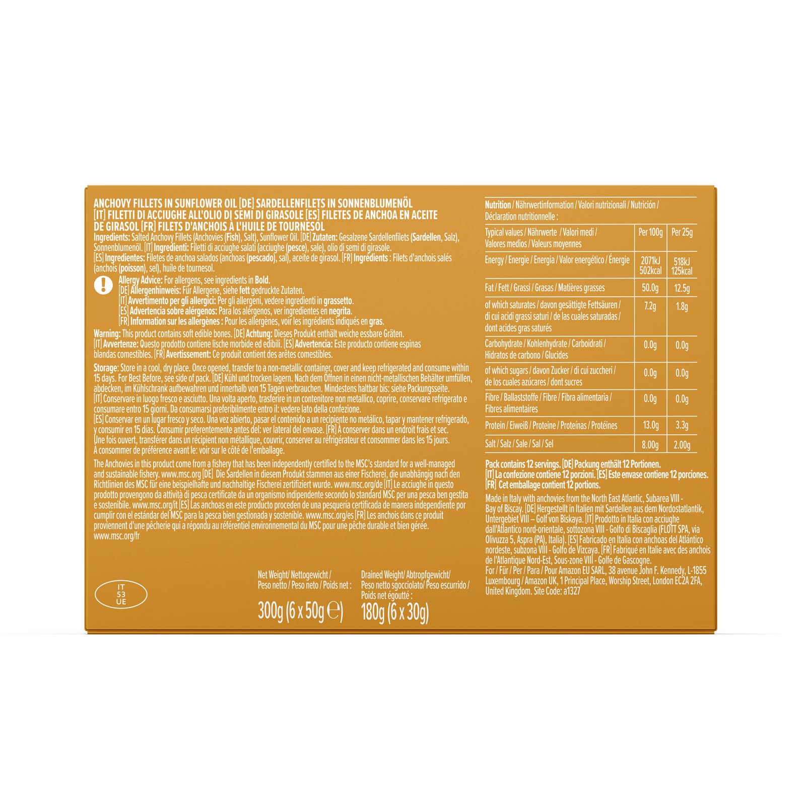 by Amazon MSC Filetes De Anchoa En Aceite De Girasol, 6x50g