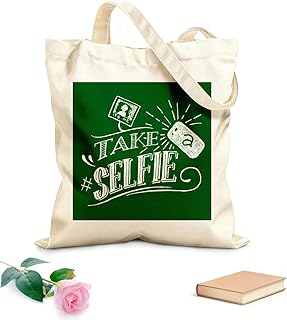 XIARON Bolsa de compras reutilizable Letrero de pizarra para selfies con frases Tela de 340g/m² de grosor Sustituye a la m...