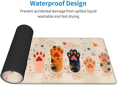 Mouse Pad Large 1000x500x3mm Gaming Mouse Pad Off White Mouse Pad Extra Large Gaming Mouse Pad Thick Non-Slip Mouse Pad Cat Oversized Large Large Keyboard Pad Rubber Bottom Desktop Protector for
