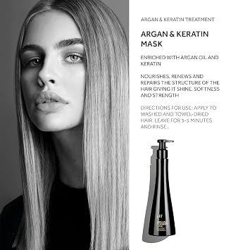 pH PURE HAIR Argan and Keratin Hair Mask - Deep Hydration Repair Treatment for Dry and Damaged Hair-Sulfate and Paraben-Free -Nourishing Hair Care for All Hair Types - 8.45 Fl Oz