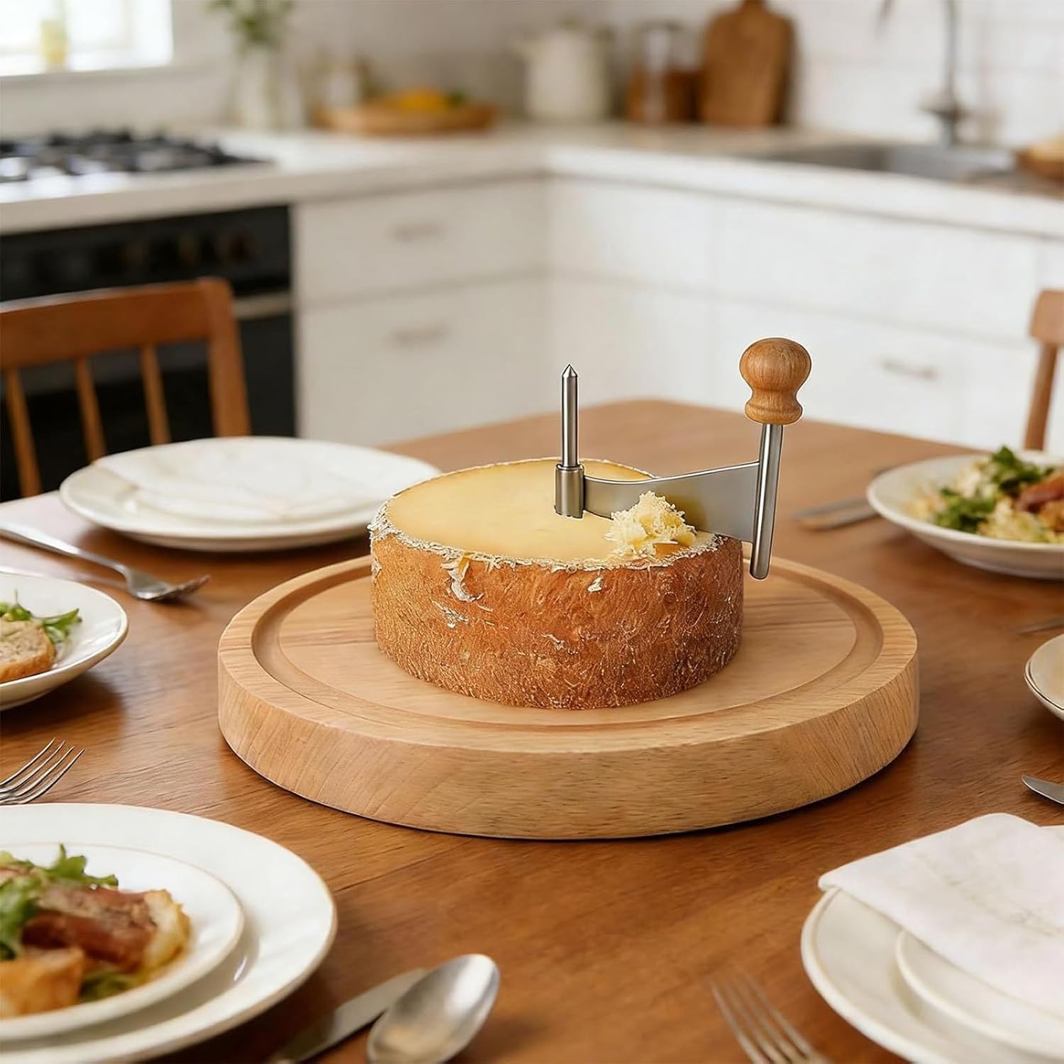 Cheese Curler Wheel With Lid, Stainless Steel Cheese Curler Flower Maker Wheel Slicer, Sharp Blade Cheese Shaver With Wooden Base, Suitable For Home Parties, Restaurants, Cafes