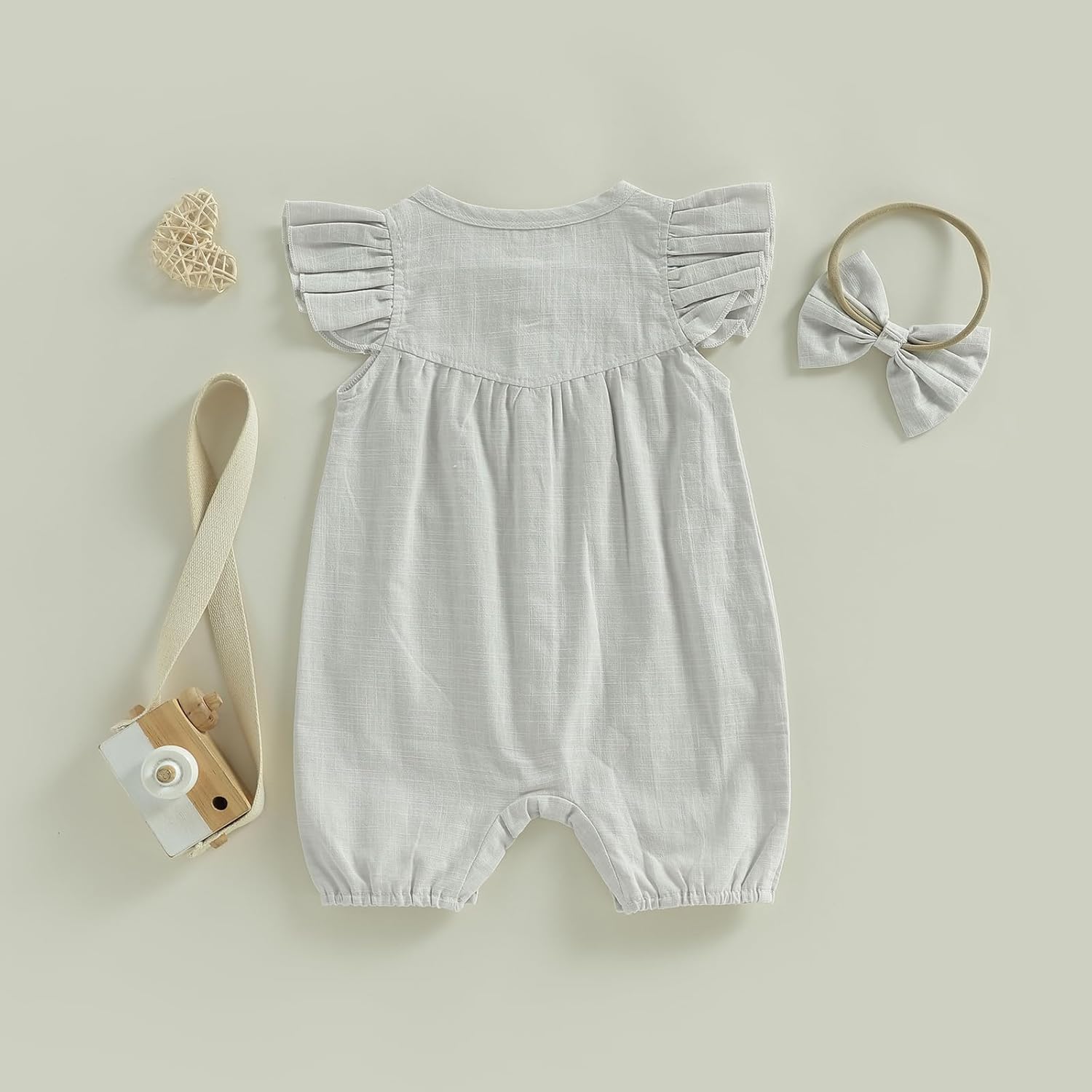 Fernvia Newborn Baby Girl Summer Clothes Sleeveless Ruffle Romper One Piece Bodysuit Jumpsuit Infant button down Outfit - Image 7