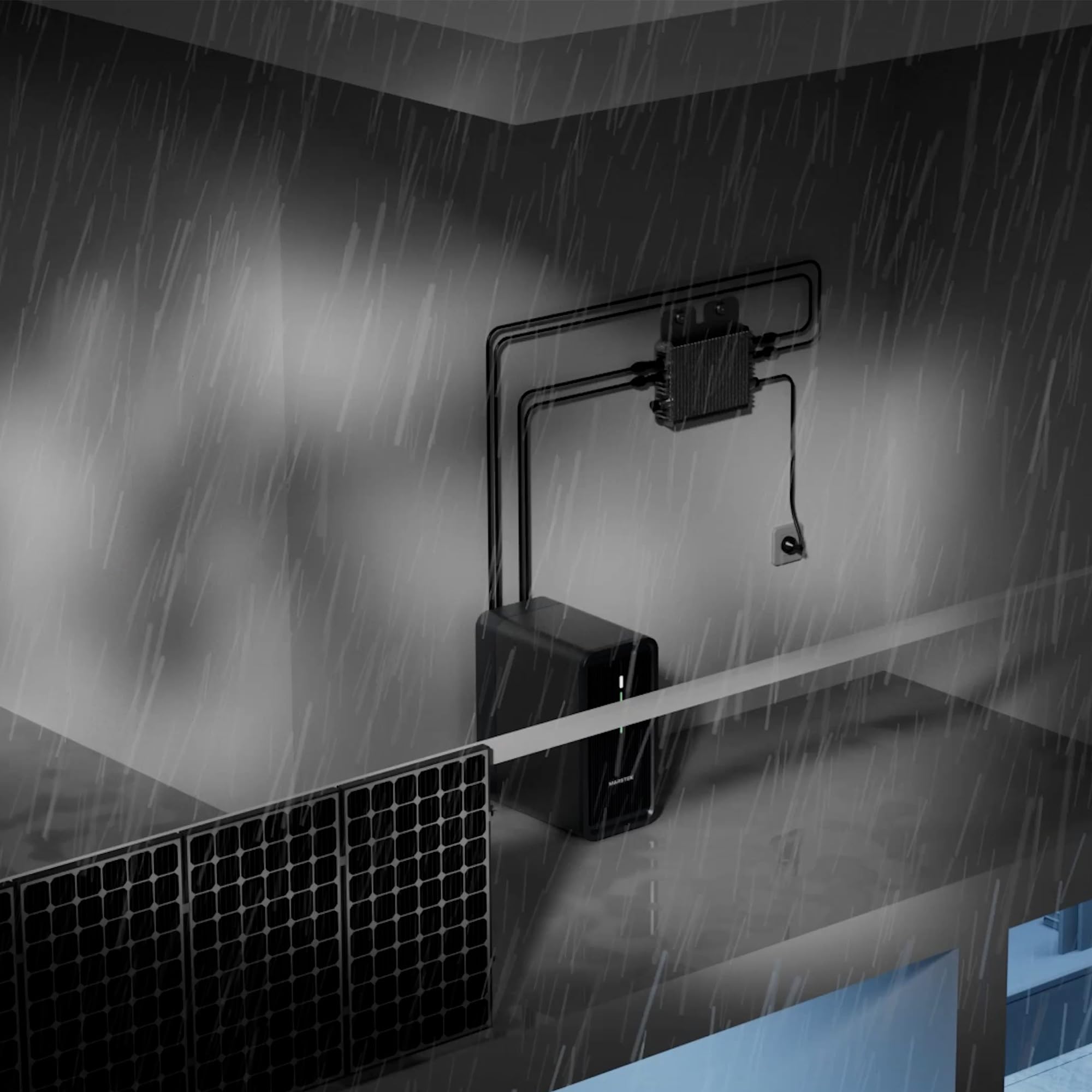 MARSTEK B2500 Balkonkraftwerk mit Speicher 2025 Letzte Upgrade-Version, 1600W Solareingang 2240Wh LiFePO4 Akku 6000 Ladezyklen, Erweiterbar auf 8960Wh, IP65 wasserdicht & staubfest, Einfache Installat