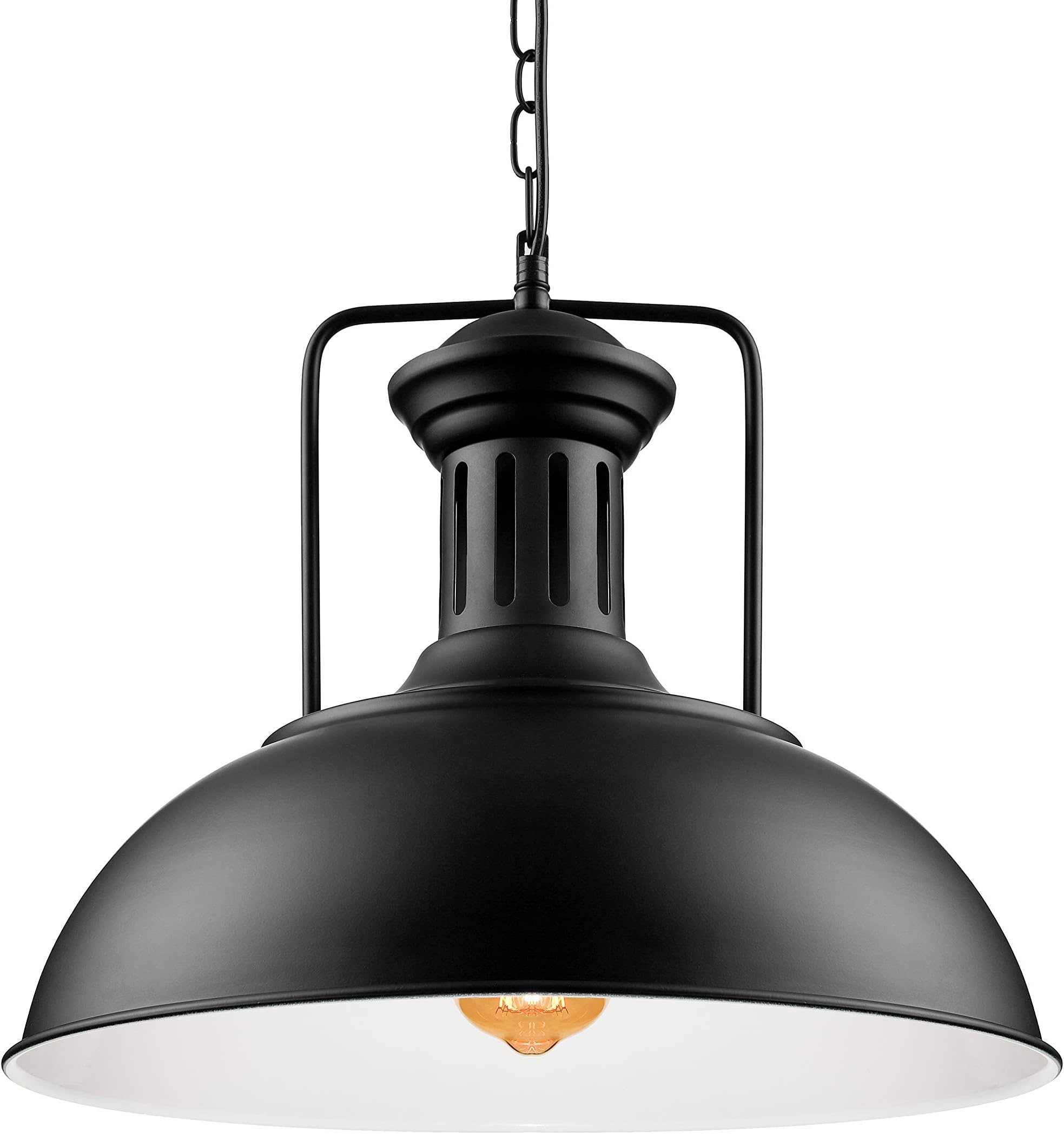 Nautical Barn Pendant Light Retro Pendant Light 16" Wide 1-Light Pendant Lamp with Dome Shape Ceiling Hanging Lighting Chain Chandelier in Back 452806