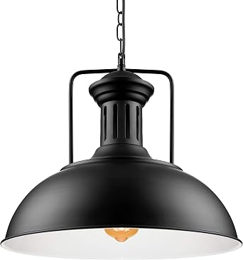 Nautical Barn Pendant Light Retro Pendant Light 16" Wide 1-Light Pendant Lamp with Dome Shape Ceiling Hanging Lighting Chain Chandelier in Back 452806