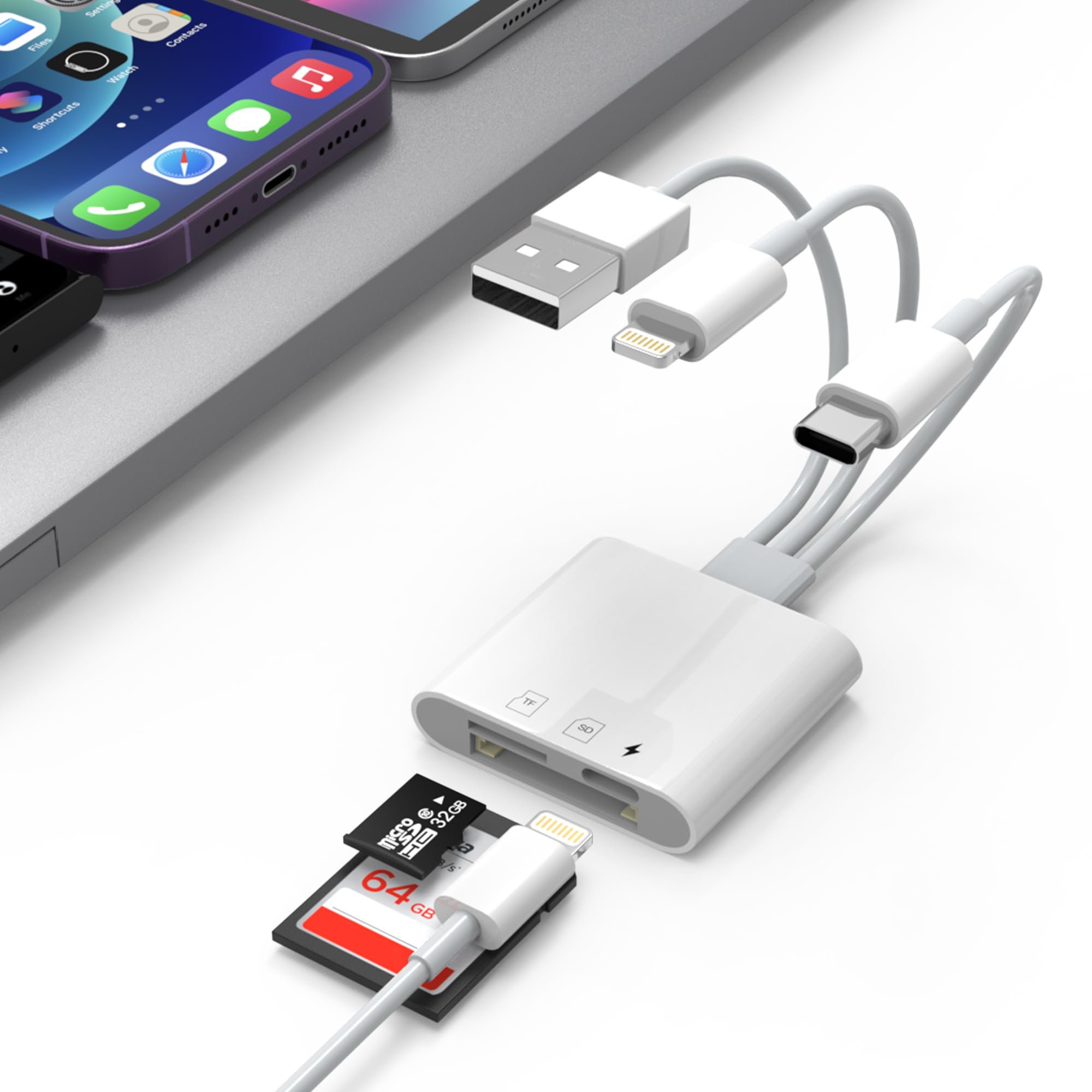USB 3.0, 2.0 Card Reader, 5* 2-in-1 SD Card Reader to USB Adapter, Suitable for MMC, RS-MMC, Card Reader and UHS-* Suitable for * to USB Adapter, Camera Storage Card Reader