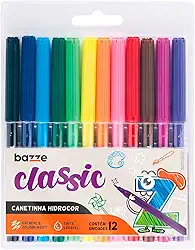 Bazze Hidrocor - Ponta Fina Classic, 12 Cores