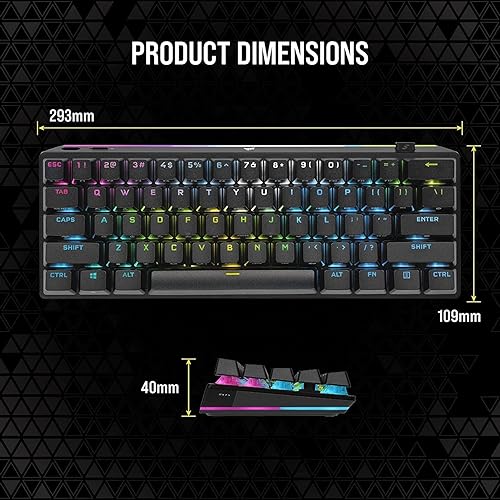 Miniatura 4 de Corsair K70 PRO Mini Wireless 60% (CH-9189014-NA) Teclado mecánico Cherry MX Speed Switch con retroiluminación RGB - Negro (renovado)