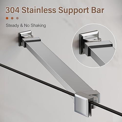 Miniatura 8 de SUNNY Puertas de ducha para bañera de 48 pulgadas de ancho x 58 pulgadas de alto, puerta pivotante con bisagras, puerta de ducha de vidrio de 516