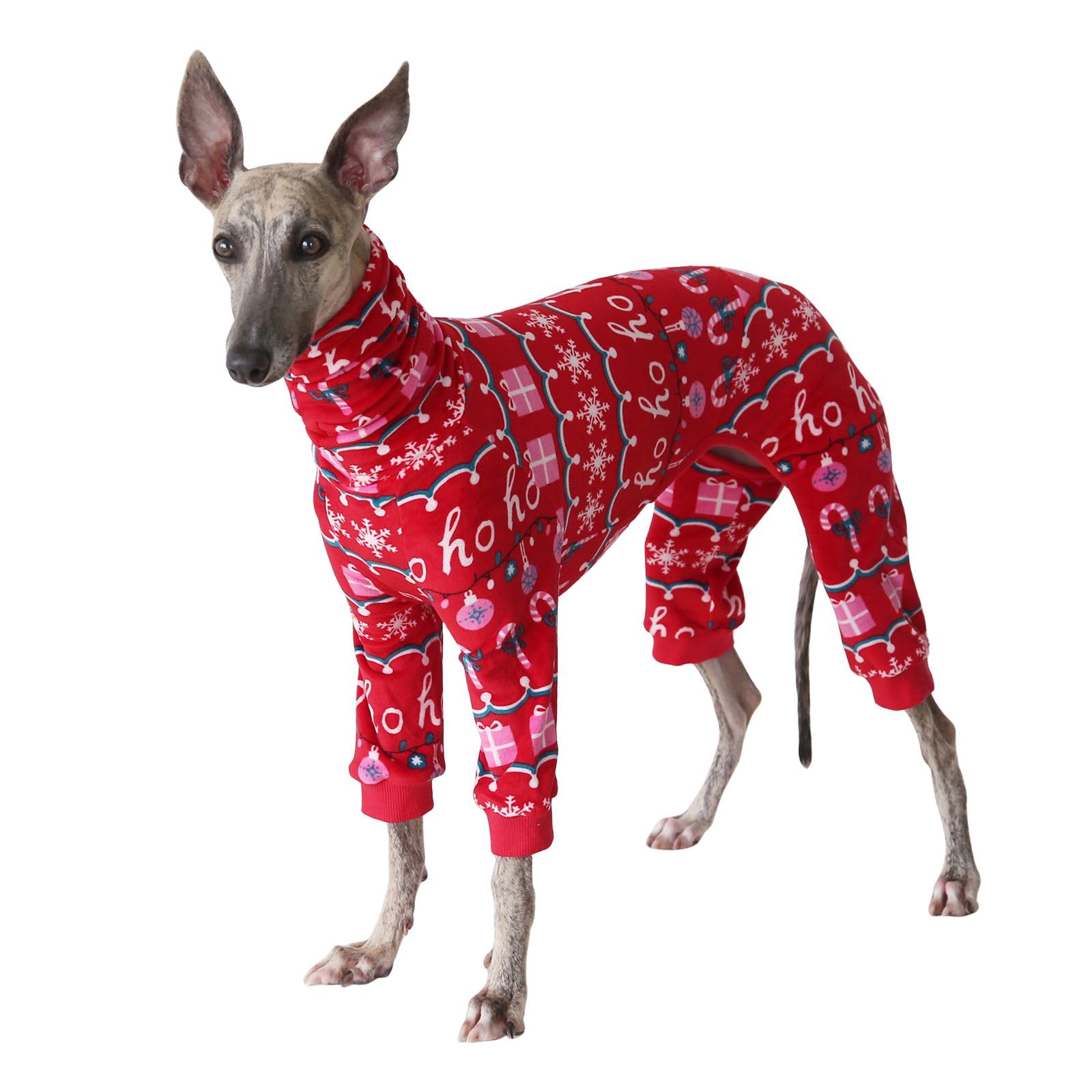 Greyhound Jumper,Whippet Cotton Pajamas Dog Onesie Dogs Jumpsuit (Red, S)
