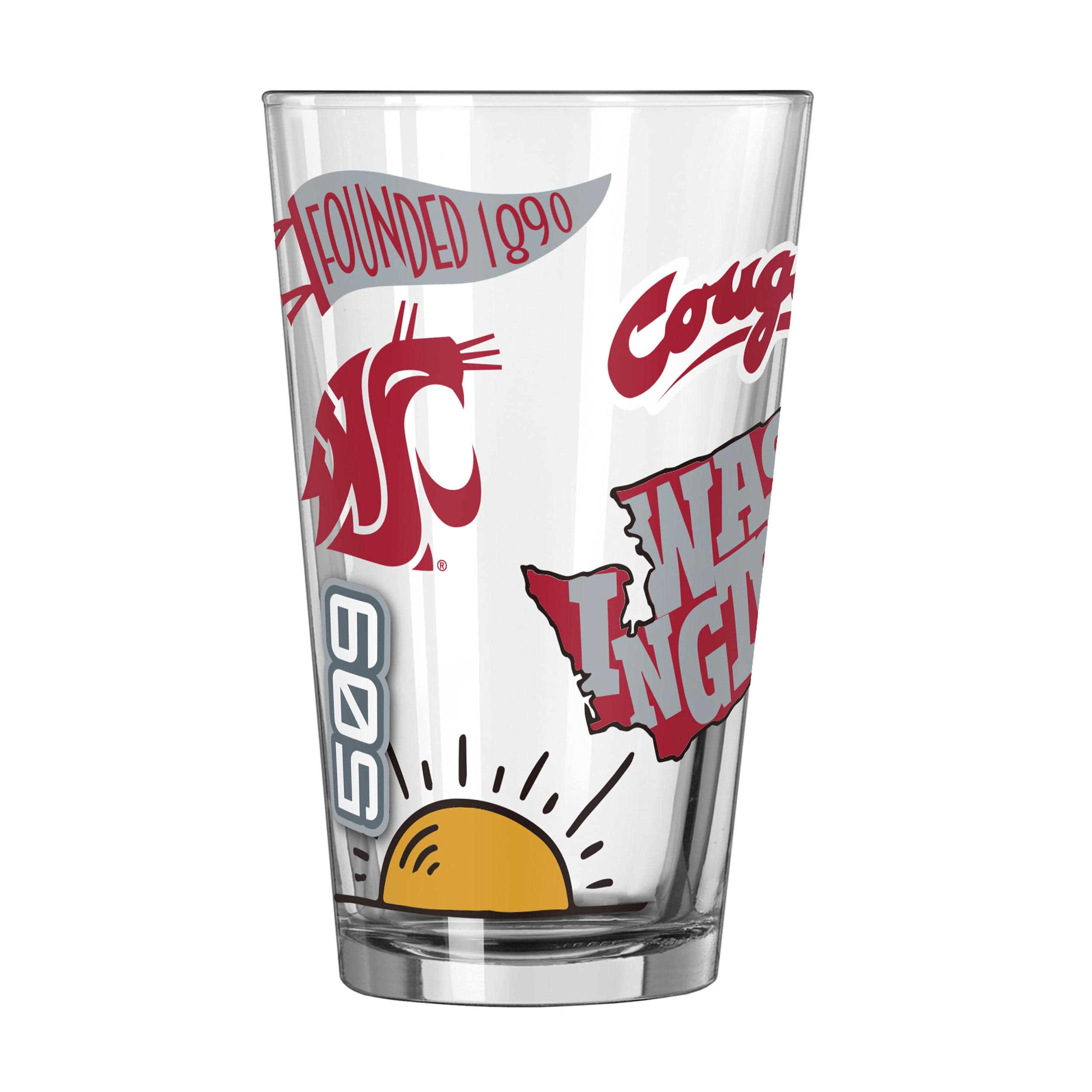 Logo Brands NCAA 16 oz Pint Glass - Durable Glass With Bold Team Color– Chip-Resistant Rim Drinkware For Fans, Tailgates, Home Bars &amp; Everyday Use