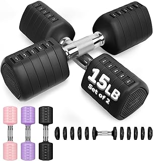Adjustable Dumbbell Set of 2, 10LB 20LB 30LB Weight Set | Hand Weights for Women Men, Dumbbells for Home Gym Outdoor Exercise & Muscle Toning Weight Loss Rehab Strength Training