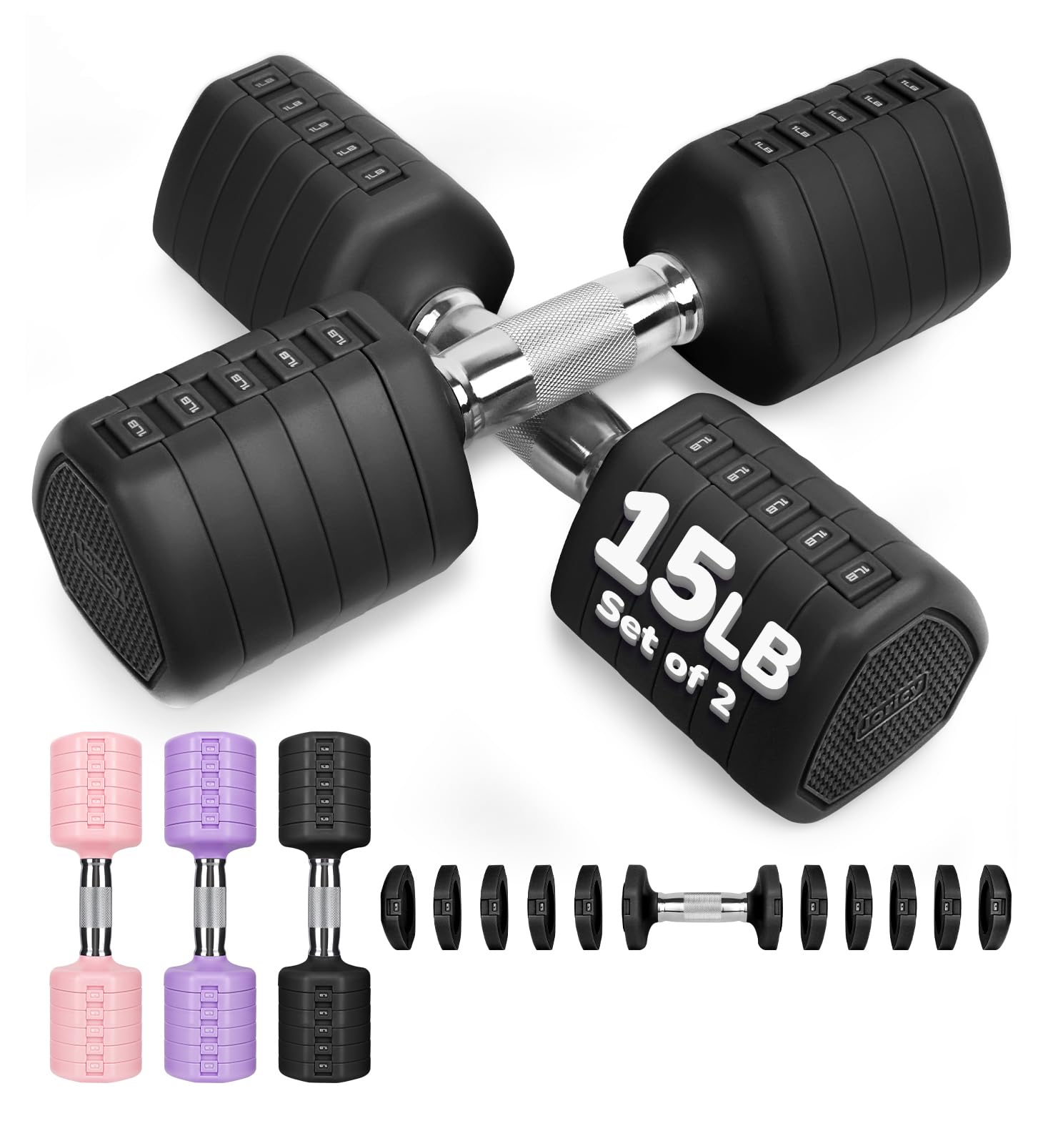 View 3 of ****STOCK PHOTO FOR REFERENCE******Adjustable Dumbbell Set of 2, 30LBS Hand Weights for Women Men 6-in-1 Free Weight Dumbbells Sets at Home, Each 5lb 7LB 9LB 11LB 13LB 15LB for Home Gym Exercise Workout Strength Training Equipments Black