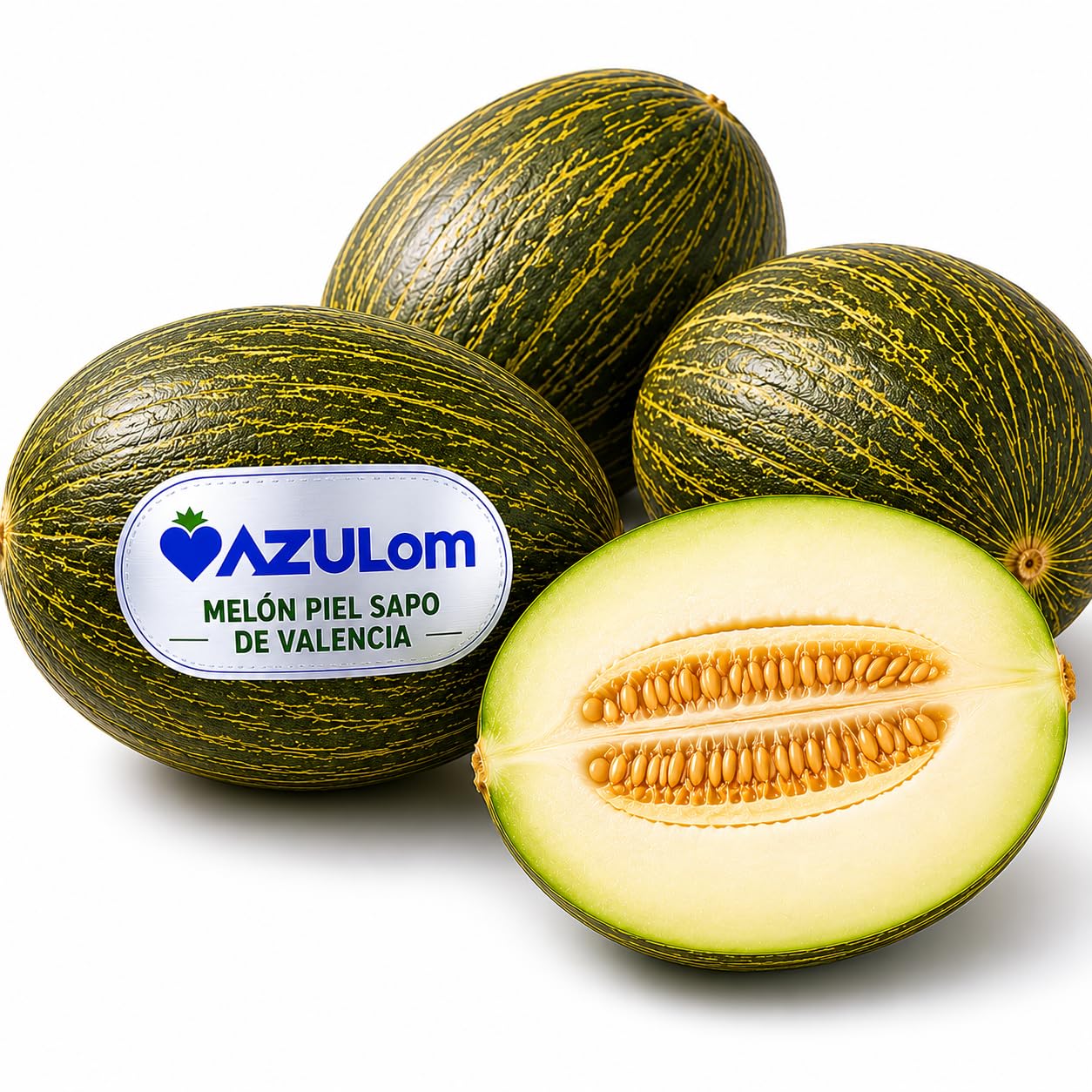 Melón Piel de Sapo Premium de Valencia – Caja 3 Unidades XXL (3 kg aprox. por pieza) – Melón Dulce y Fresco de Origen Español – Fruta Natural Seleccionada