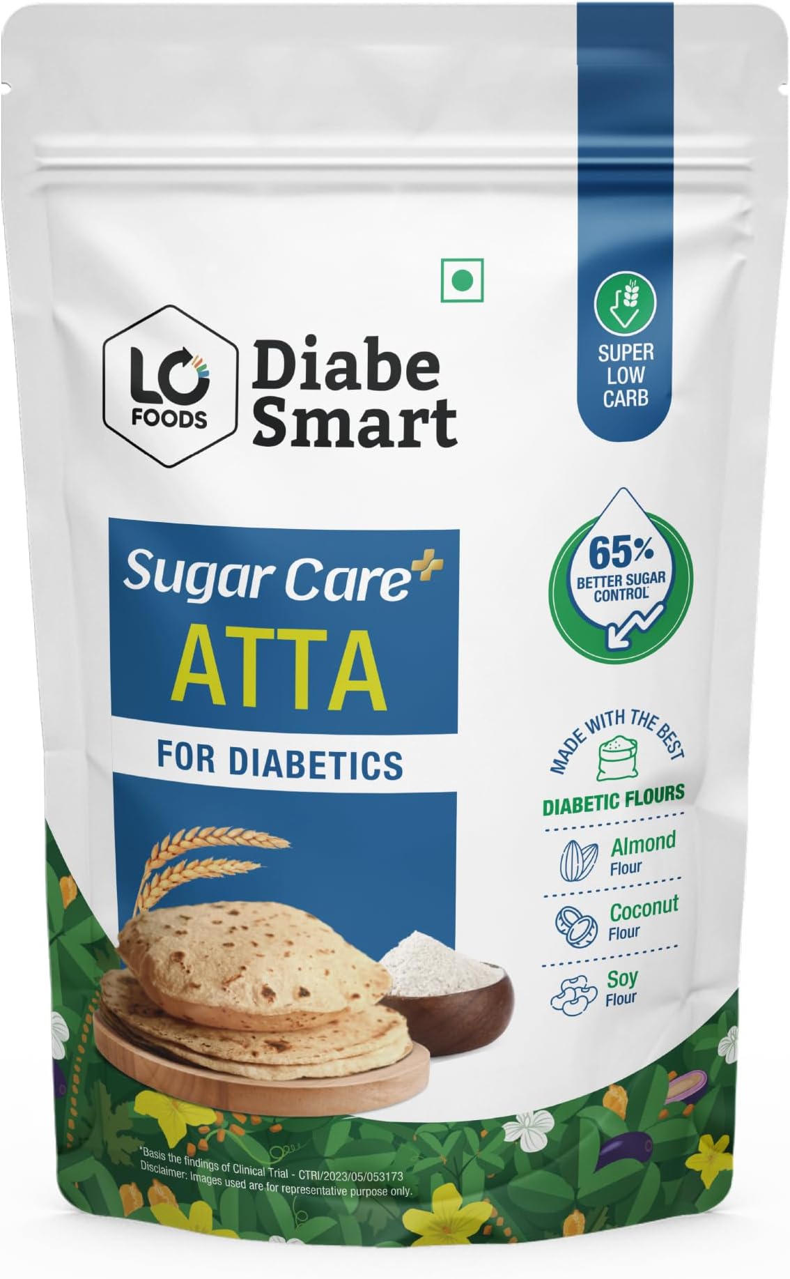DiabeSmart Sugar Care Plus Atta 1 KG, Sugar Control Plus Flour for Diabetes Management, 65% Lower Glycemic Load Low GI Atta, 5 Superfood & Seed Multigrain Atta for Better Sugar Release Control