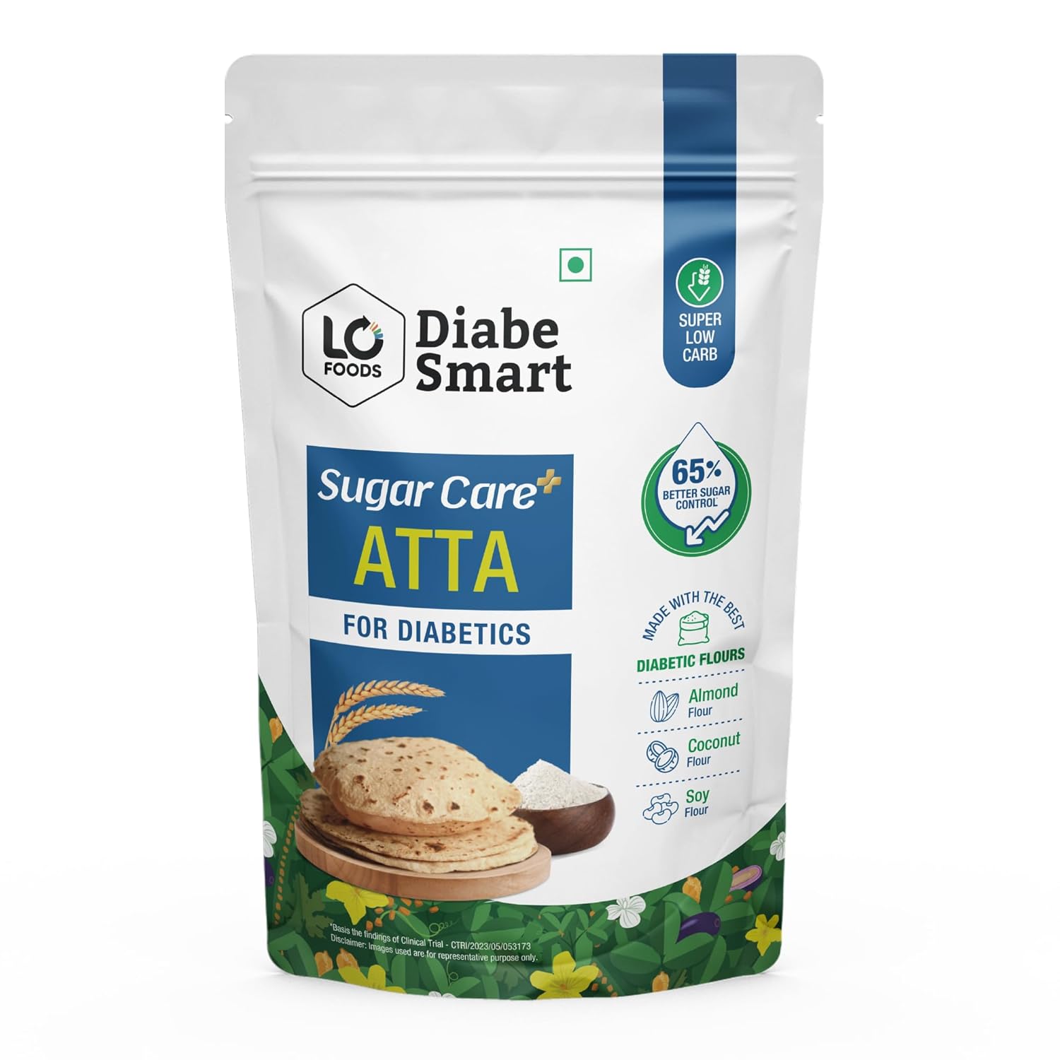 DiabeSmart Sugar Care Plus Atta 1 KG| Sugar Control Plus Flour for Diabetes Management | 65% Lower Glycemic Load Low GI Atta | 5 Superfood & Seed Multigrain Atta for Better Sugar Release Control