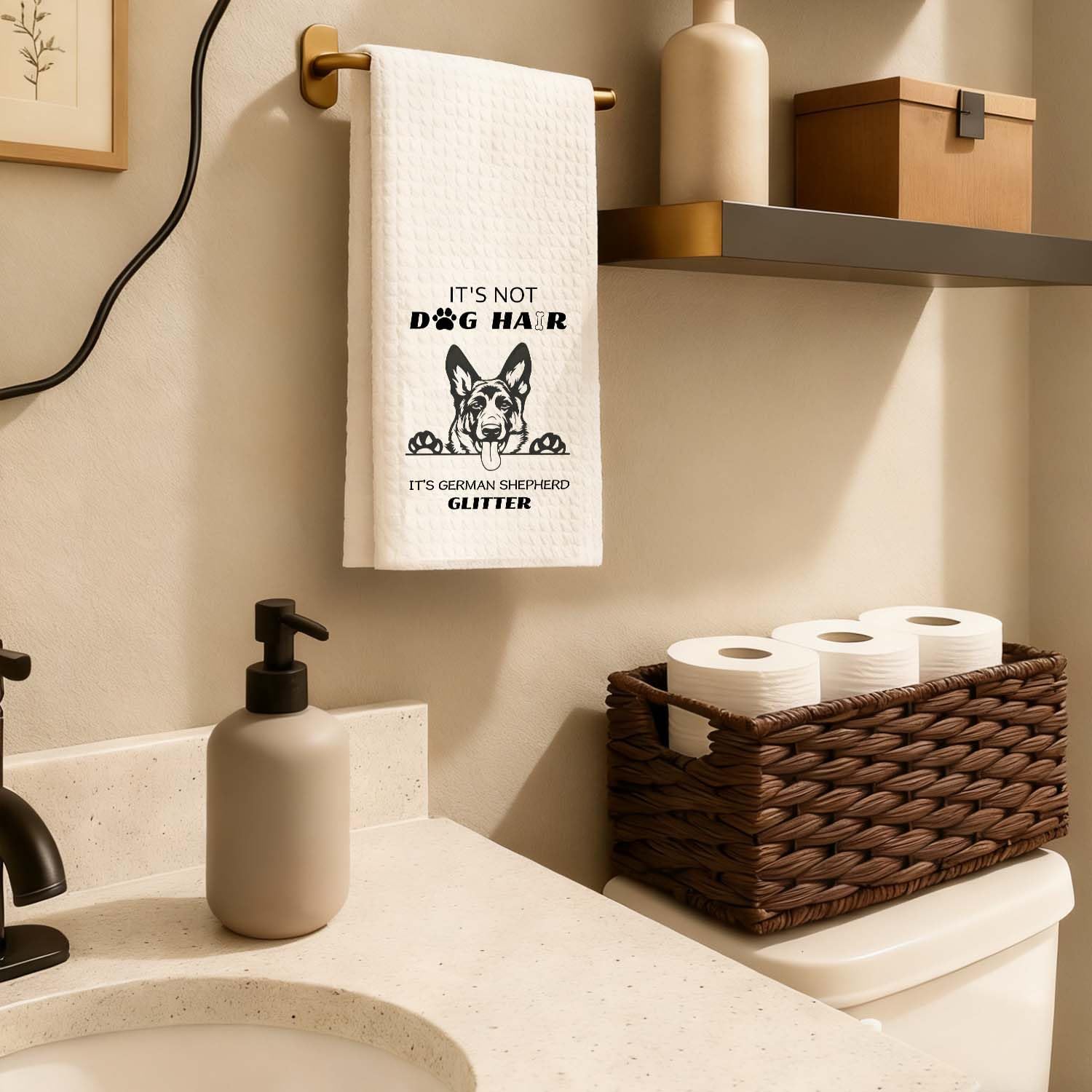 Cute German Shepherd Bathroom Hand Towels,German Shepherd Gifts for Women Dog Lovers Decorative Hand Towels for Bathroom Washroom,Funny Dog Kitchen Dish Tea Towels,16x24 Inch - Image 3