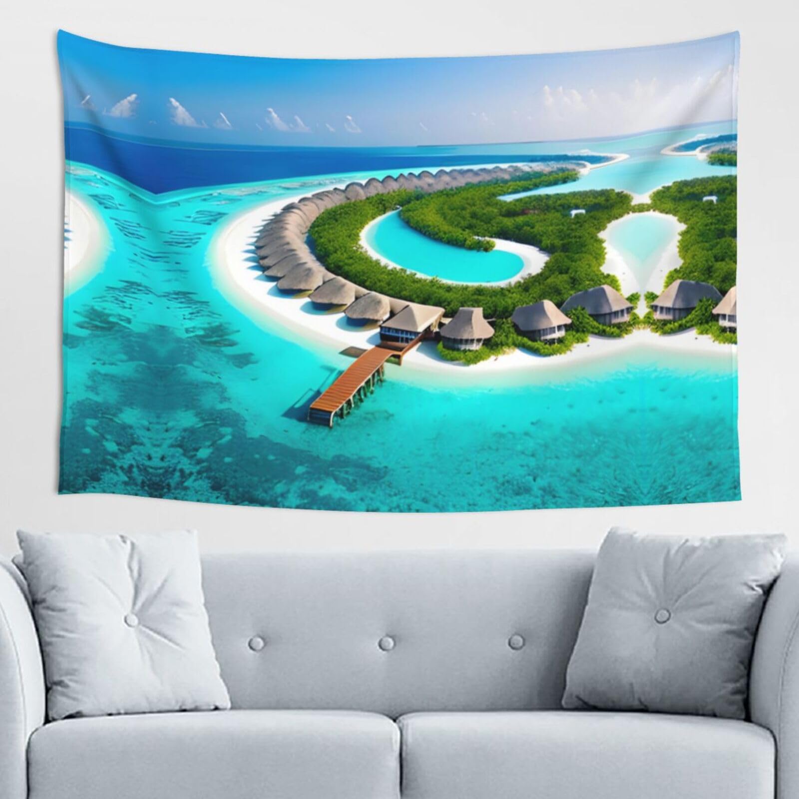 ZZYYDS Maldives Scenery Wall Decor Tapestry 60x40in, Wall Hanging, Home Decor, Dorm Decor, Porch Tapestry, etc.