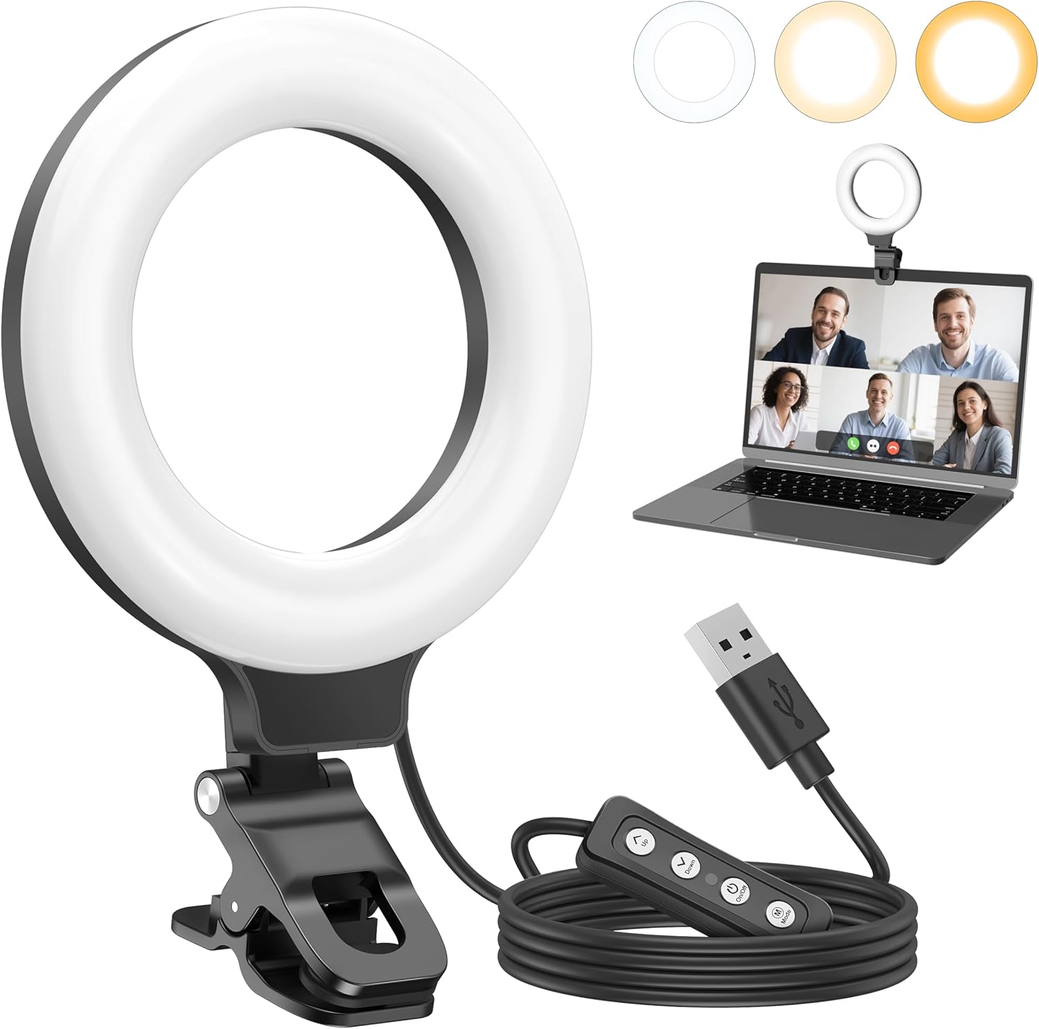 Ring Light for Video Conference Lighting,360°Adjustable,Portable LED Video Conference Lighting for Monitor,Laptop&Desktop Computer,Streaming Light for Zoom Meetings, Selfie Makeup, Video Calls R5