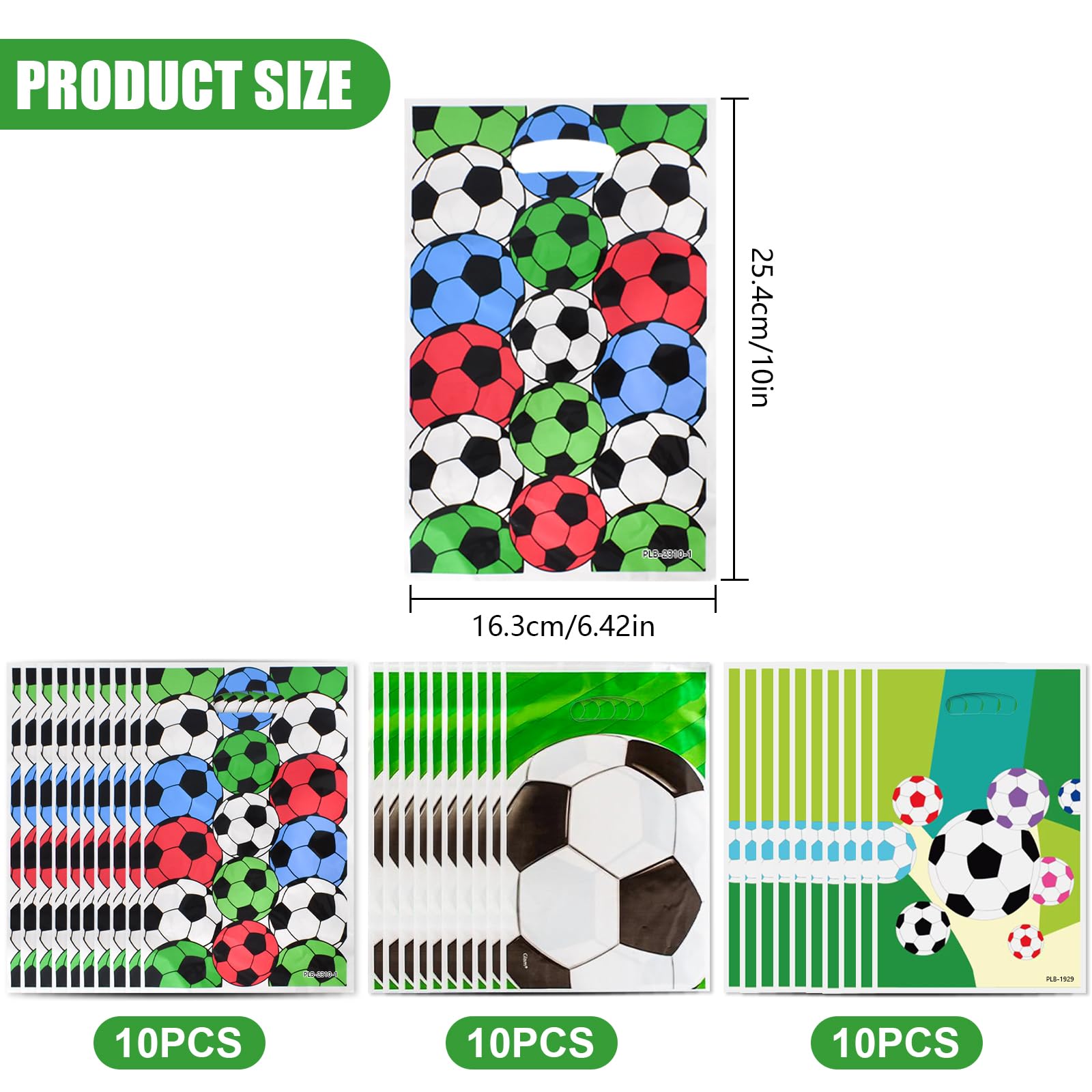30 Sacchetti Regalo Calcio Per Compleanno – Borse Di Plastica Con Manici, Tema Sport, 17x25 Cm, Per Caramelle E Regalini