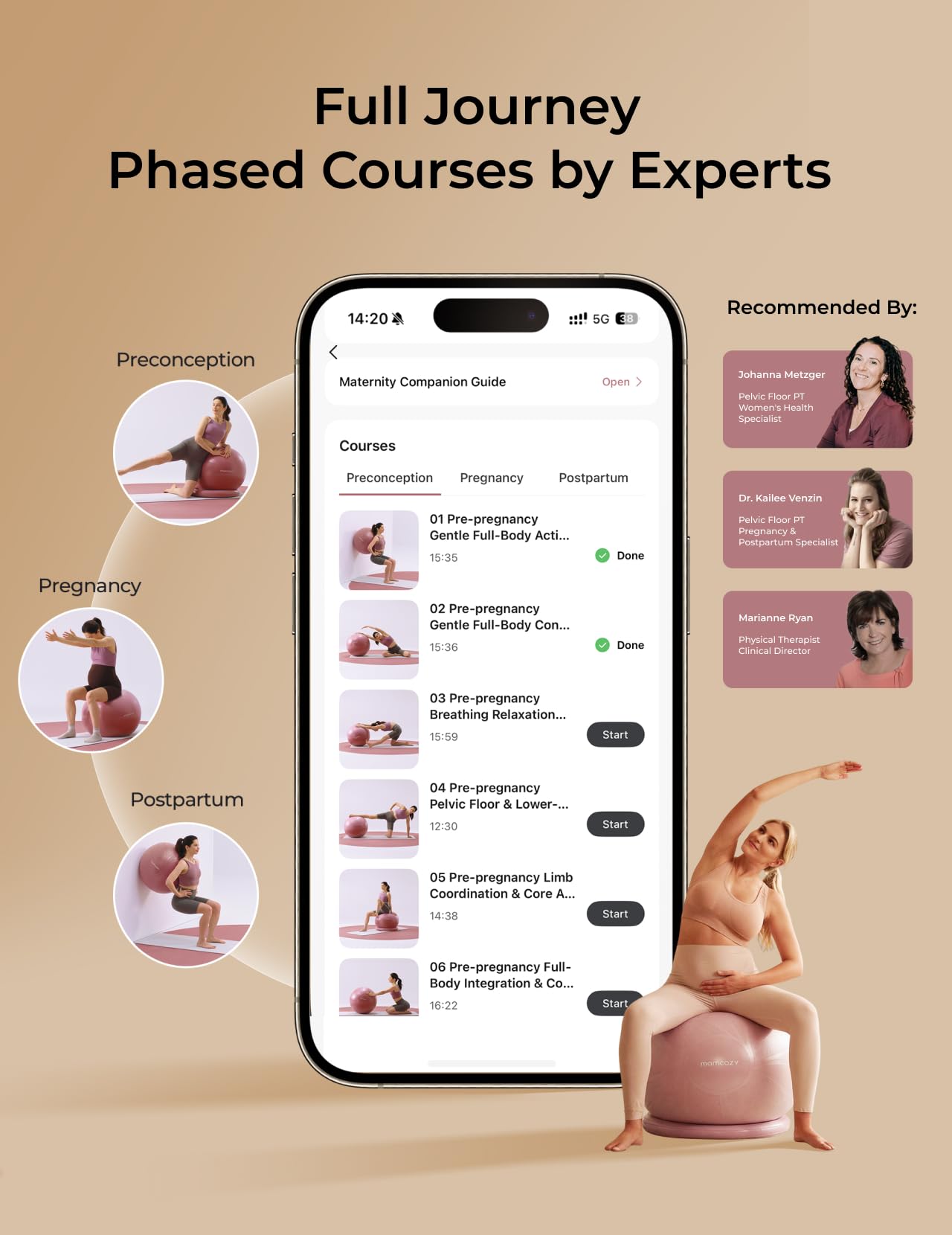 Momcozy BirthEase Maternity Ball Set, Birthing Ball with App Full-Journey Courses, BPA-Free PVC & Anti Burst Exercise Yoga Ball for Maternity, Labor, Physio, Recovery - 5