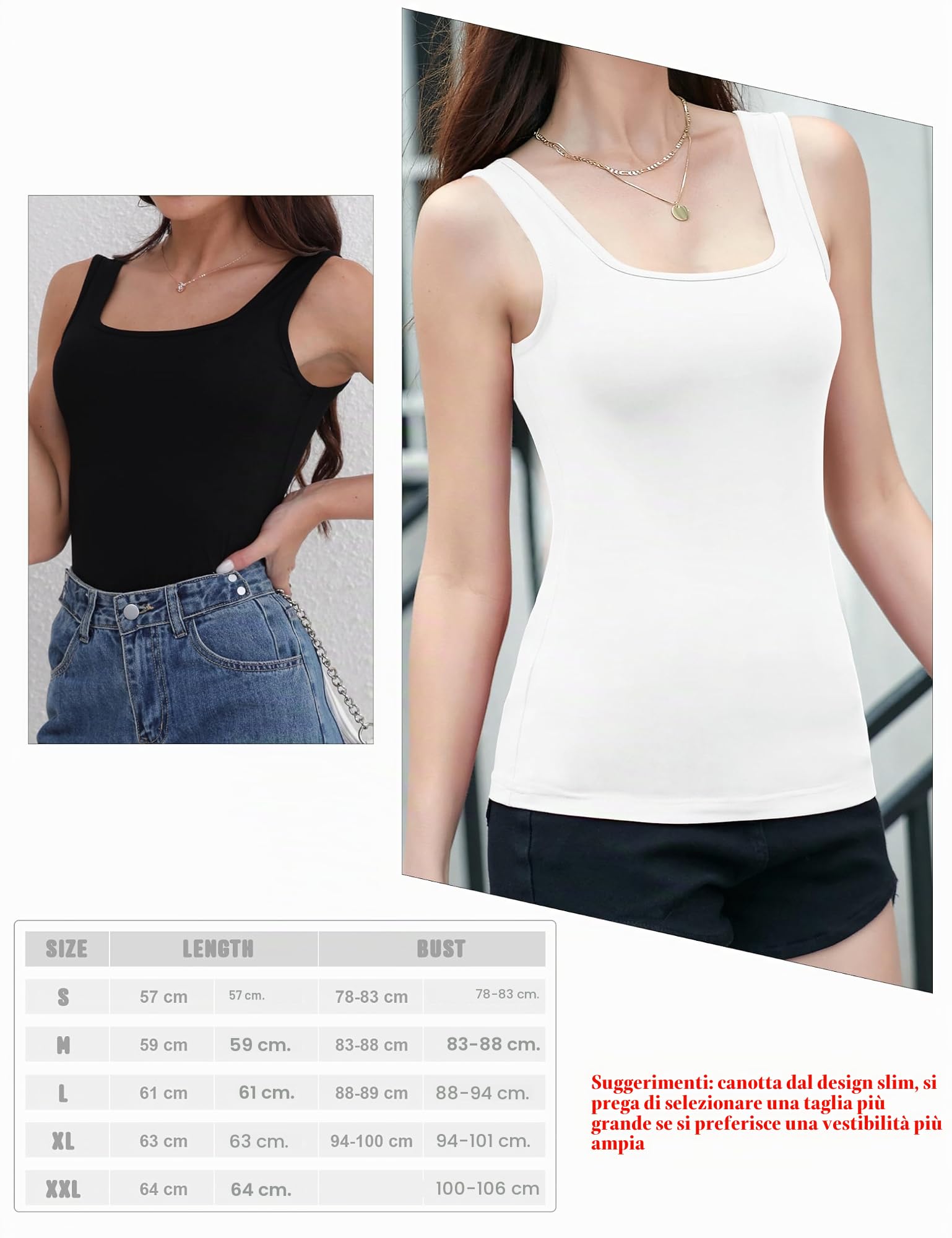 BQTQ 5 PCS Canottiere Donna Tank Top Senza Maniche Canotta con Scollo Quadrato Canottiera Sportiva per Donna Ragazze