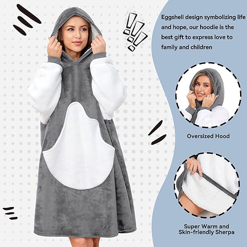 Miniatura 3 de Manta con capucha, manta Sherpa de gran tamaño para mujeres, hombres, adultos y niños