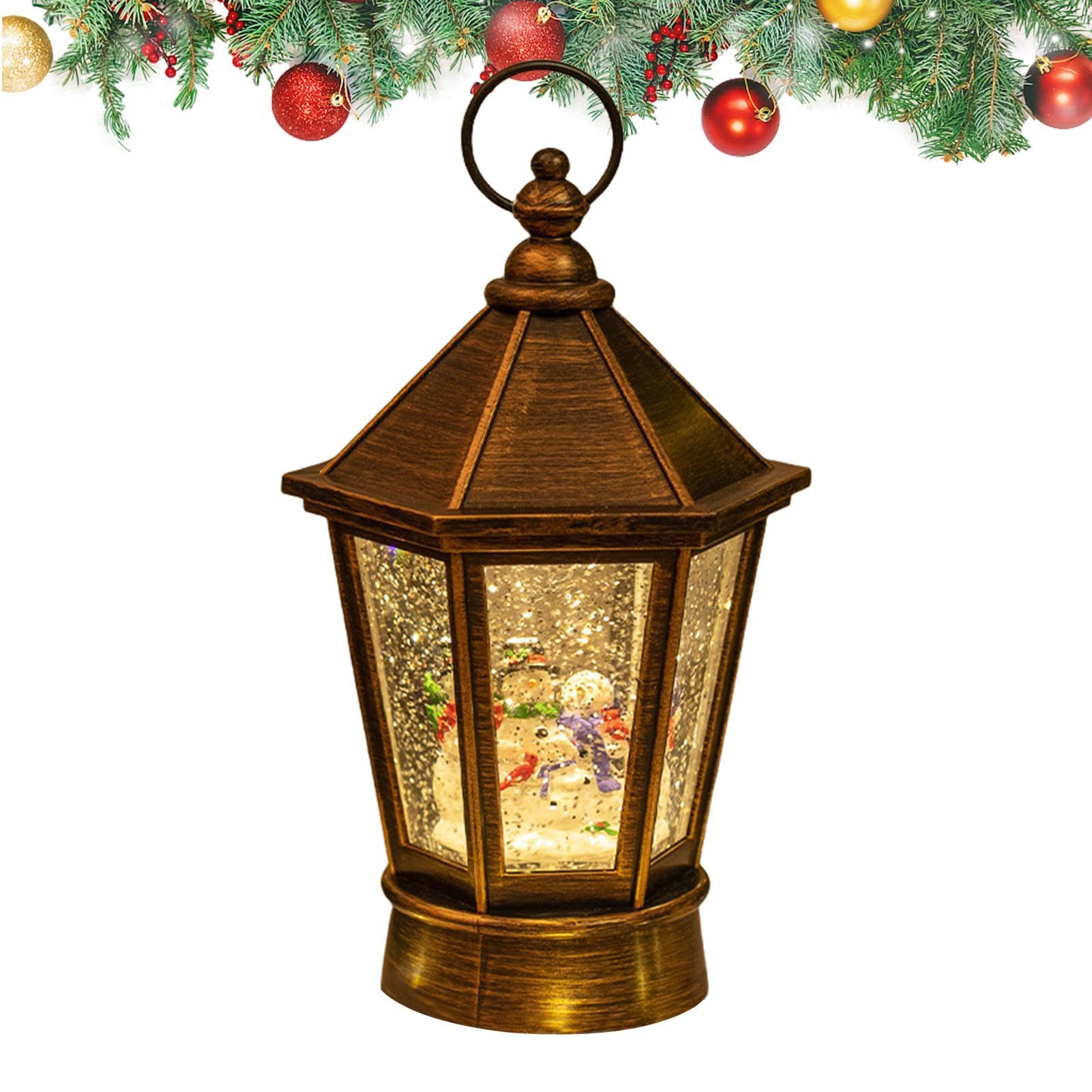 Linterna de Globo de Nieve navideña,Globo de Nieve navideño Iluminado | Linterna Musical con Purpurina arremolinada,Adorno de Mesa con Pilas para decoración del Festival de Navidad