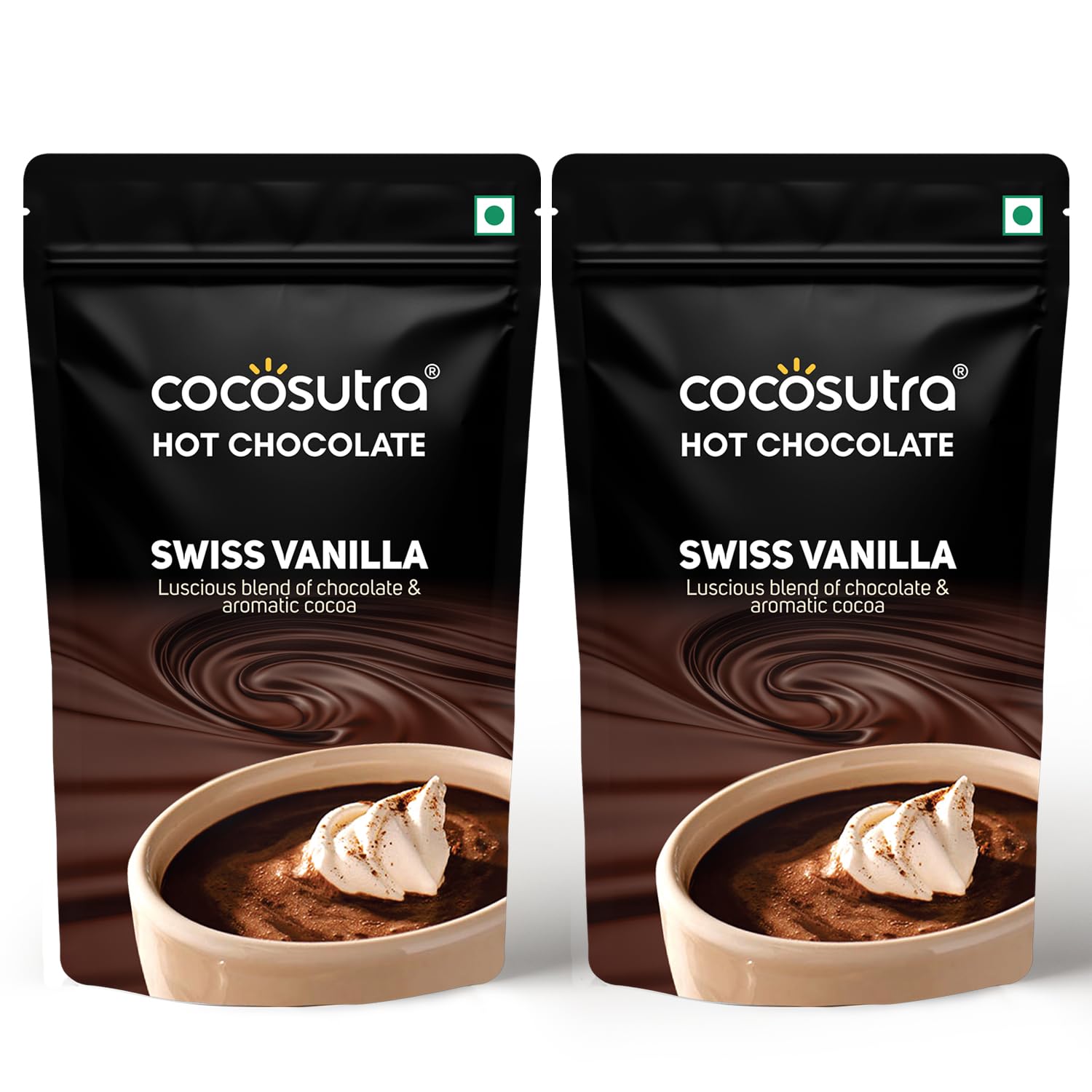 COCOSUTRA Swiss Vanilla Hot Chocolate Mix | Enjoy hot or cold | Pack of 2 (Each 100 g) 200 g | Vegan & Gluten Free Drinking Chocolate Powder | No Preservatives | Ready in 2 Minutes | Serves 10 Cups